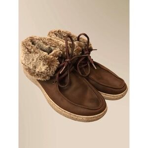 SKECHERS Bobs Faux Fur Brown Solid Casual Boots Booties Women sz 9‎